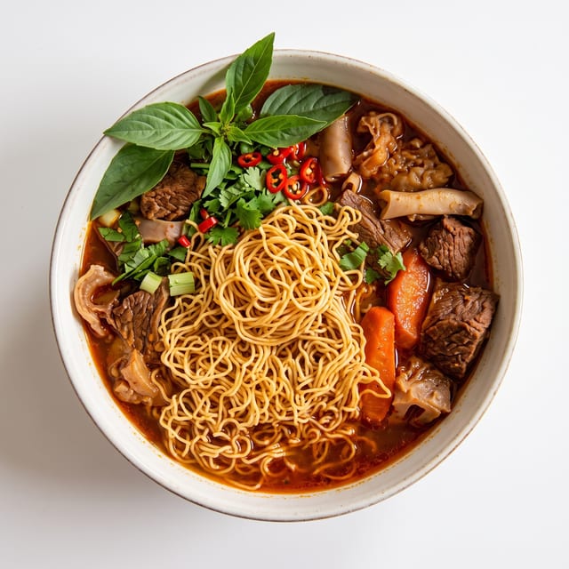 Spicy Beef Stew with Egg Noodles.