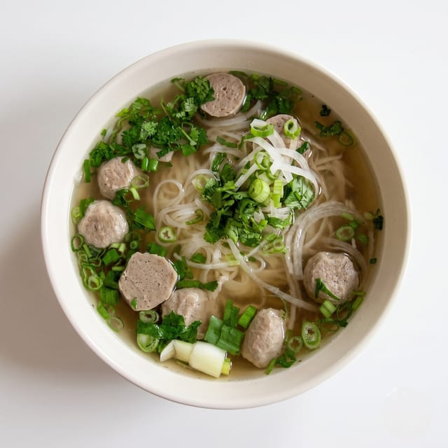 Kid's Noodle Soup with Meatballs.