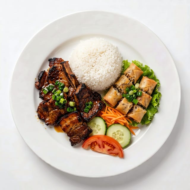 Charbroiled Pork Chop with Steamed Rice (2 Pcs).
