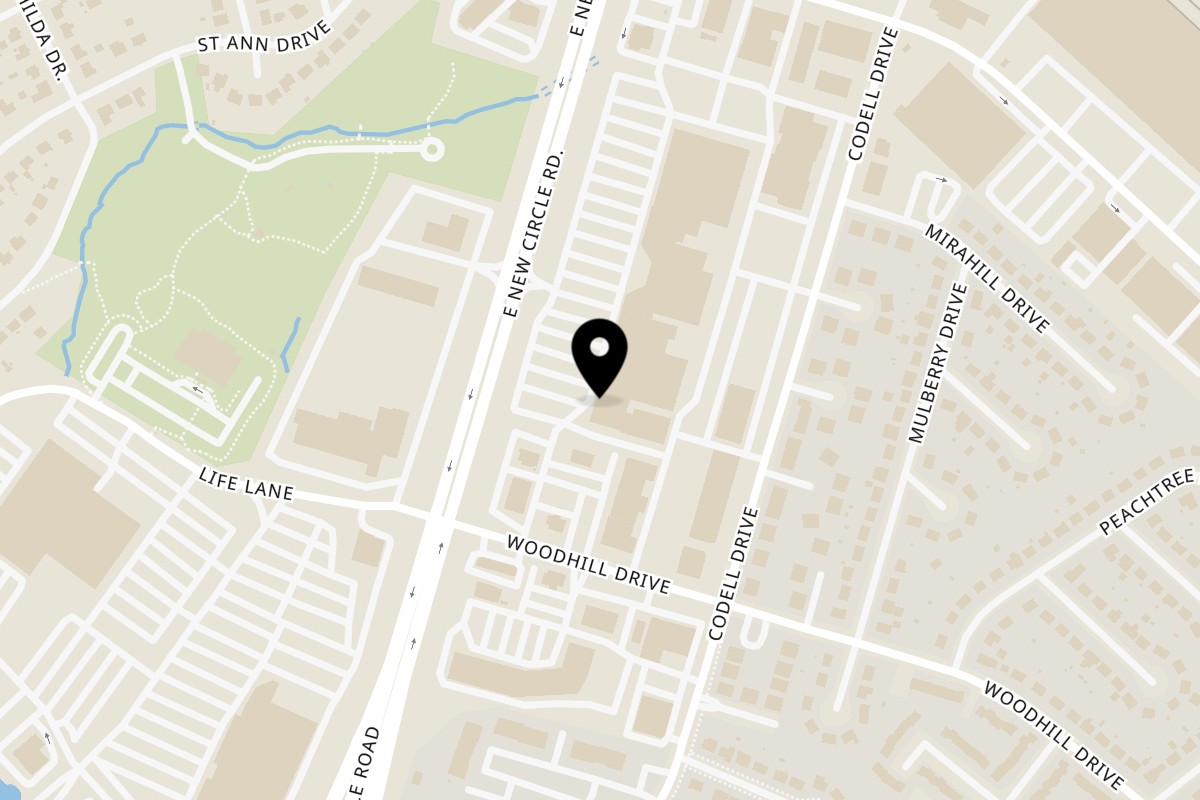 Map showing the location of Pho Saigon on 1555 E New Circle Rd #162 in Lexington
